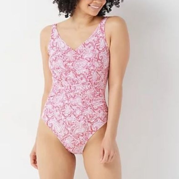 Denim & Co. Beach Surplice One-Piece with Ruching - Picture 1 of 2